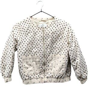 H&M Cream Quilted Jacket with Black Floral Print